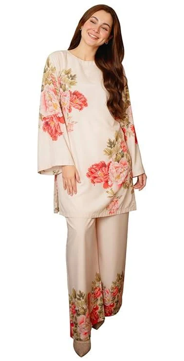 Crally Women's Gorgeous DIgital Rose Print Floral Cord Set
